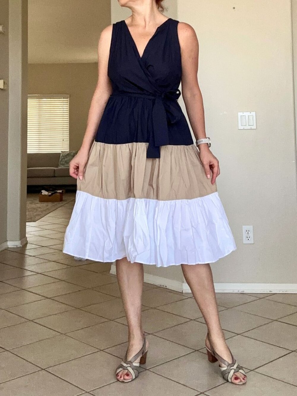 Tommy Hilfiger Color Block Faux Wrap Dress Size 12 | Like New